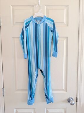 Honeysuckle 4T Kids Swimsuit Full Coverage Rashgaurd Long Sleeve Blue Stripes